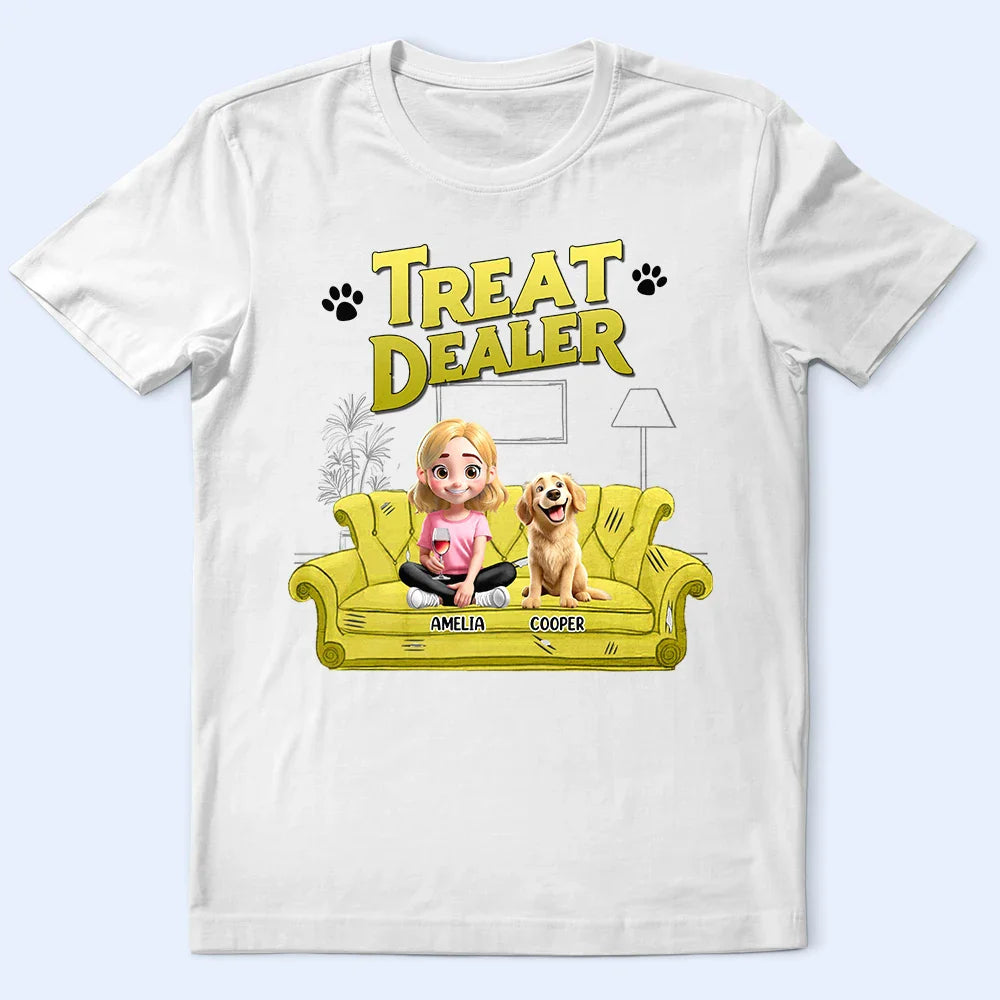 Dog Lovers,Dog Mom,Dog Dad,Gift For Yourself,Happy - Treat Dealer 3D Effect Dogs - Personalized T Shirt