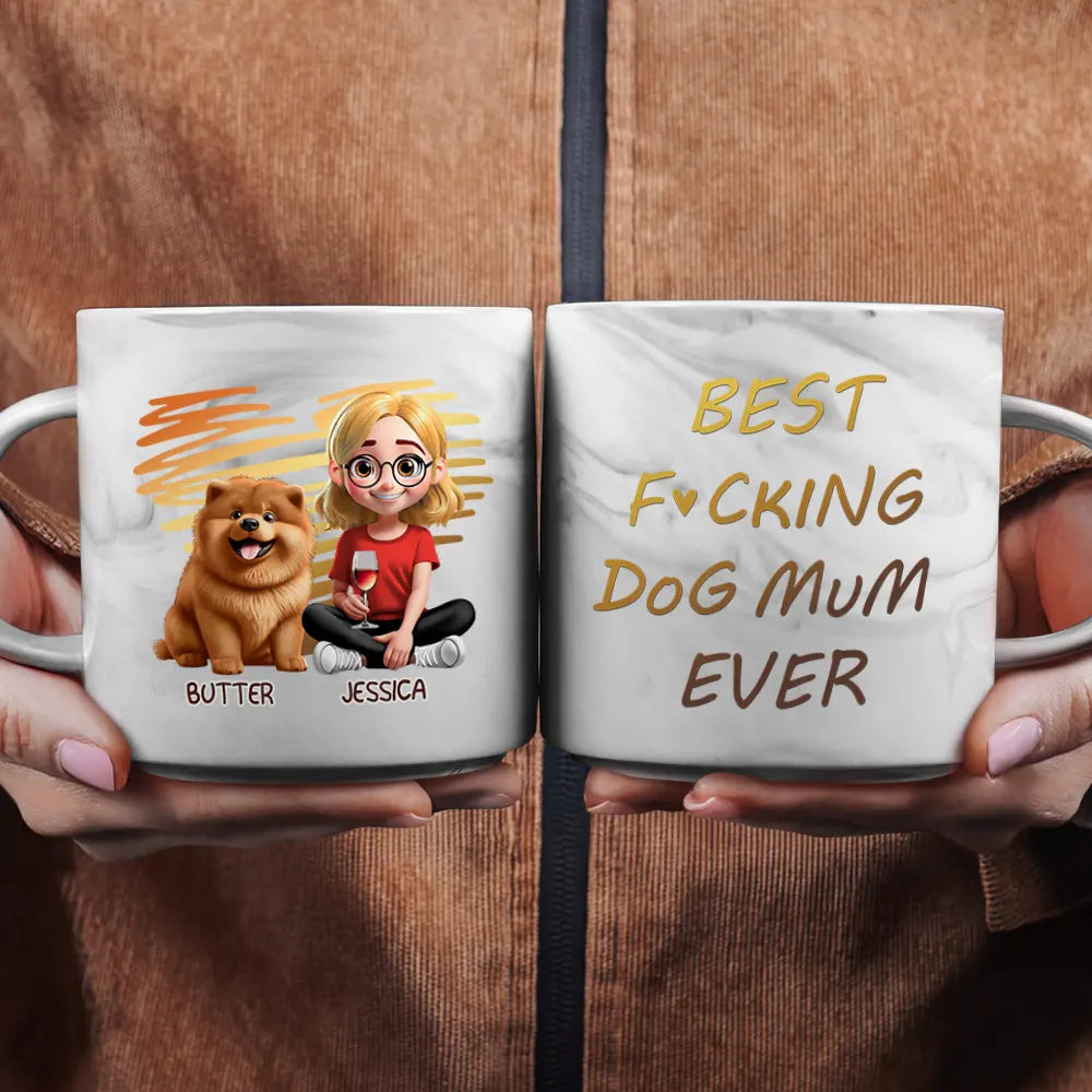 Dog Lovers, Dog Mom, Gift For Yourself, Gift For Women, Happy - Best Dog Mom Ever 3D Effect - Personalized Marble Mug