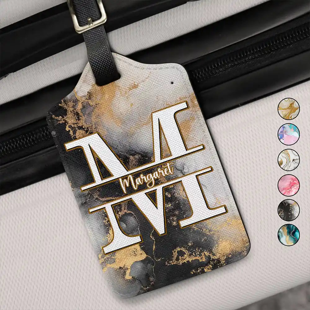 Travel,Gift For Yourself,Gift For Women,Gift For Men - Monogram Name Marble - Personalized Luggage Tag