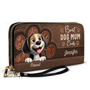 Dog Lovers,Dog Mom,Gift For Women,Happy - Best Dog Mom Ever 3D Effect - Personalized Leather Long Wallet