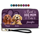 Dog Lovers,Dog Mom,Gift For Women,Happy - Best Dog Mom Ever 3D Effect - Personalized Leather Long Wallet