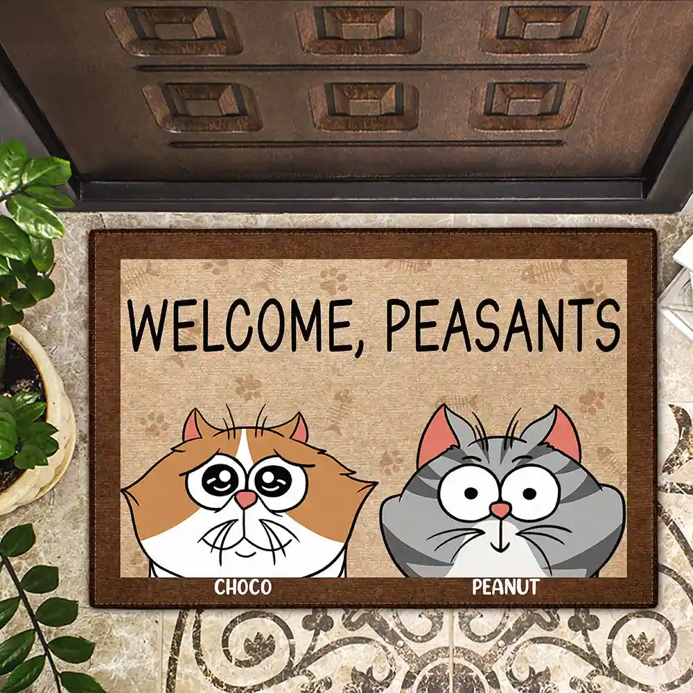 Cat Lovers, Funny - Funny Cats Welcome Peasants - Personalized Doormat