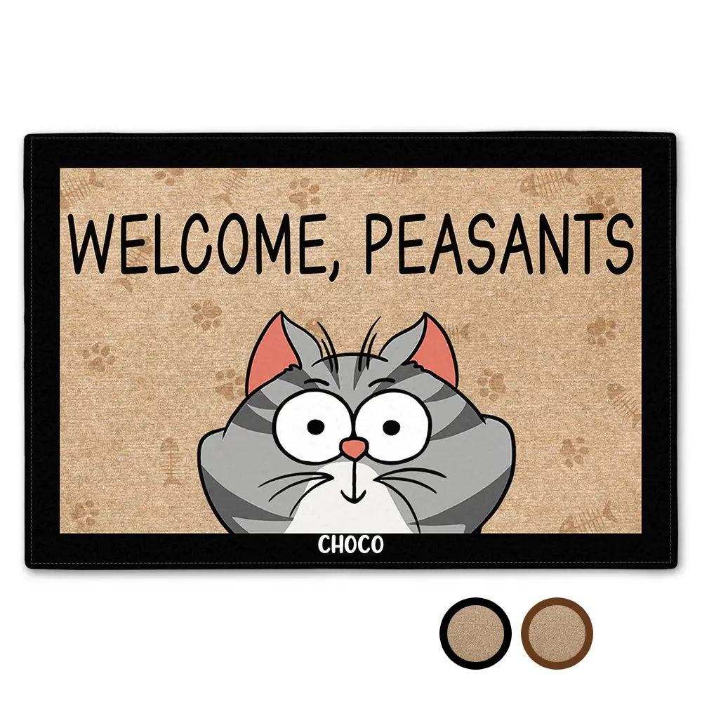 Cat Lovers, Funny - Funny Cats Welcome Peasants - Personalized Doormat