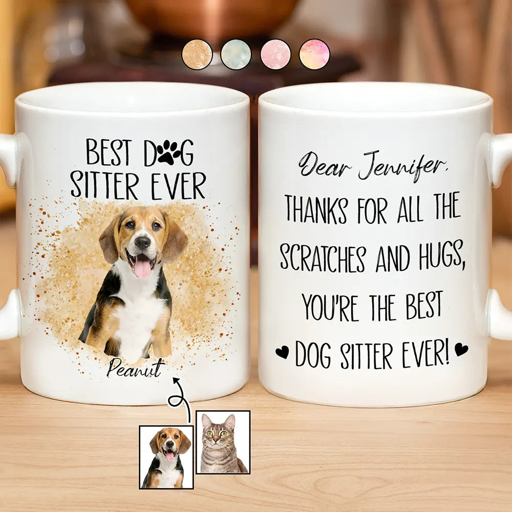 Custom Photo,Pet Lovers,Dog Lovers,Cat Lovers,Happy - Custom Photo Best Dog Cat Pet Sitter Ever - Personalized Mug