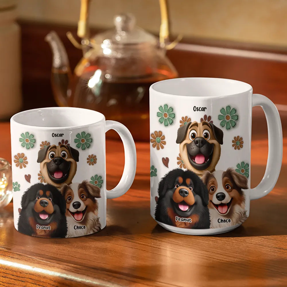 Dog Lovers - Dogs Make Everything Better - 3D Inflated Effect Printed Mug, Personalized White Edge-to-Edge Mug
