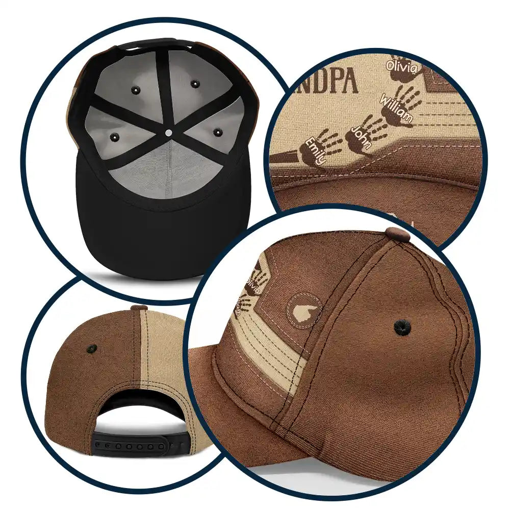 Gift For Father,Gift For Grandpa - Grandpa Papa Dad Father Sweetheart Kid Grandkid Handprints - Personalized Classic Cap