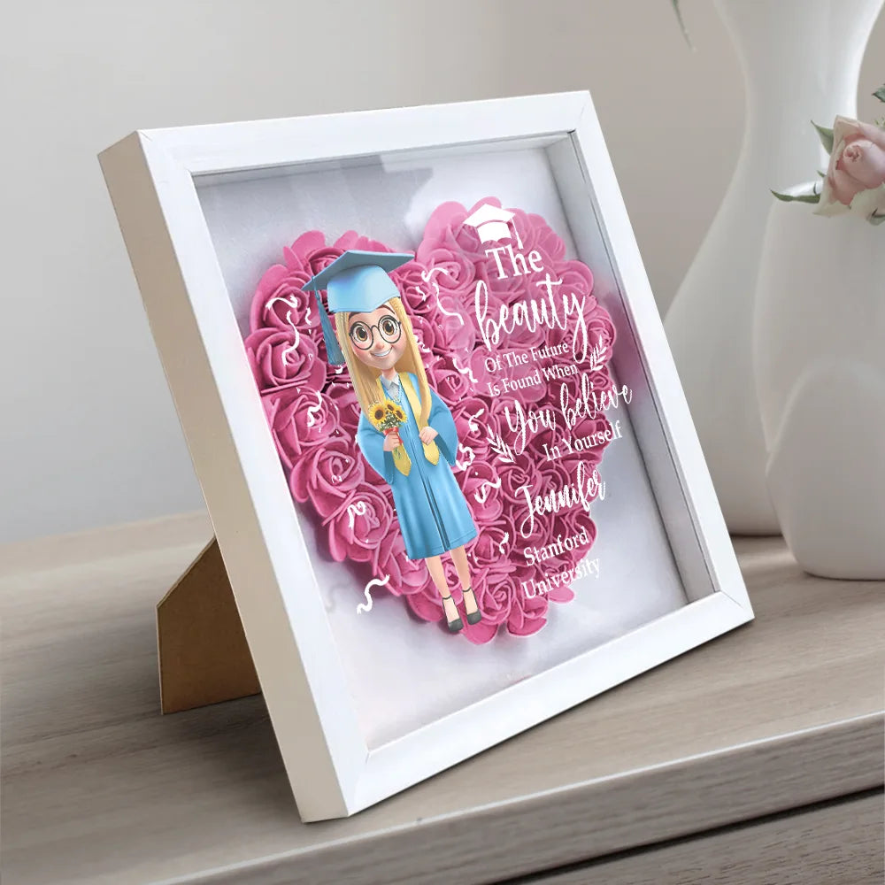 Graduation - Graduation Celebration The Beauty Of The Future 3D Effect - Personalized Flower Shadow Box