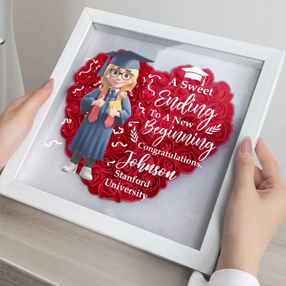 Graduation - Graduation Celebration The Beauty Of The Future 3D Effect - Personalized Flower Shadow Box