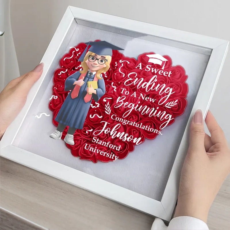 Graduation - Graduation Celebration The Beauty Of The Future 3D Effect - Personalized Flower Shadow Box