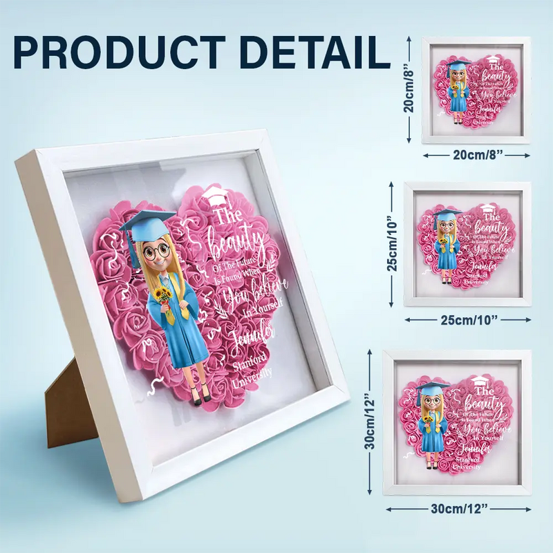 Graduation - Graduation Celebration The Beauty Of The Future 3D Effect - Personalized Flower Shadow Box