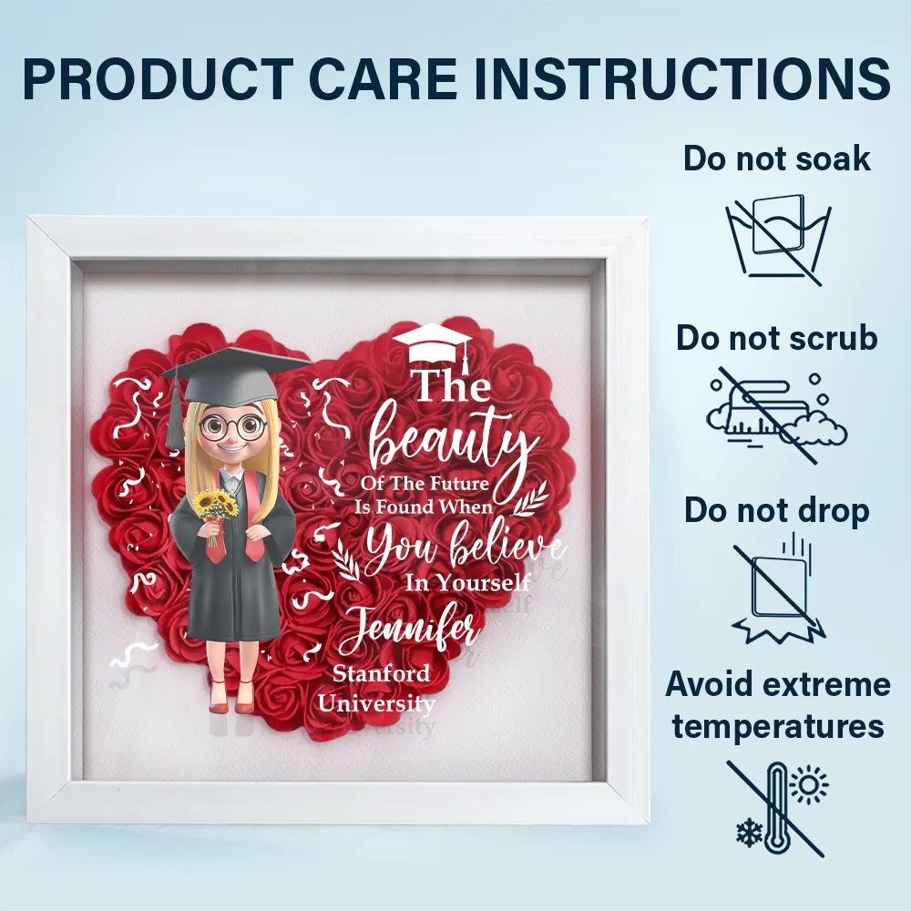 Graduation - Graduation Celebration The Beauty Of The Future 3D Effect - Personalized Flower Shadow Box