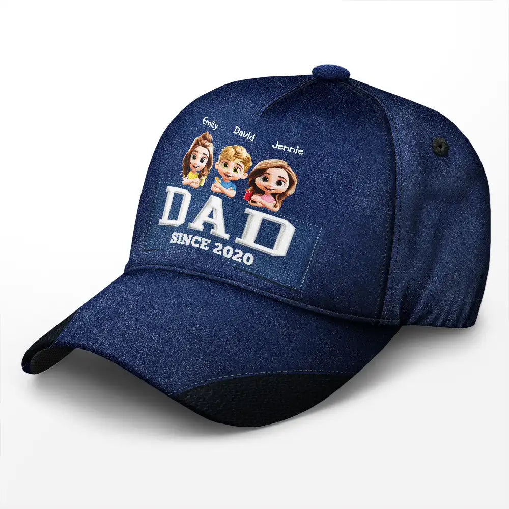 Gift For Father,Dad,Children - Dad Grandpa Since 3D Effect - Personalized Classic Cap