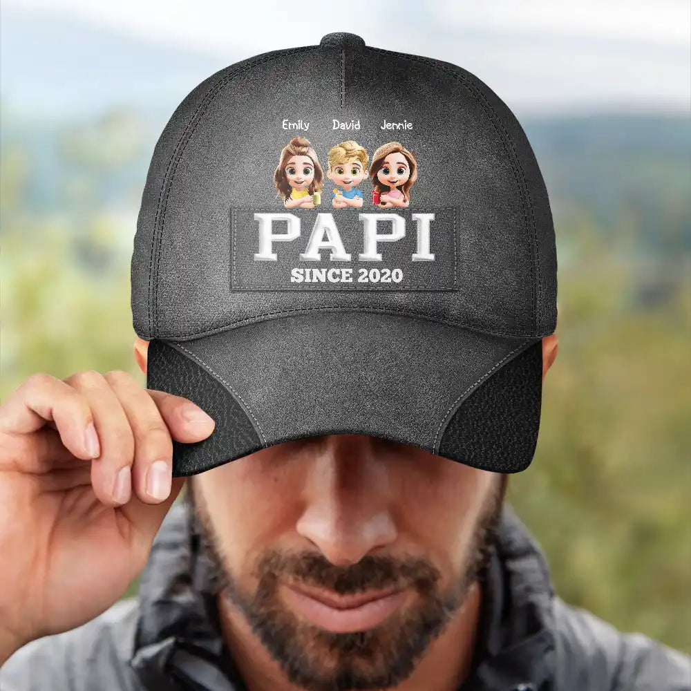 Gift For Father,Dad,Children - Dad Grandpa Since 3D Effect - Personalized Classic Cap