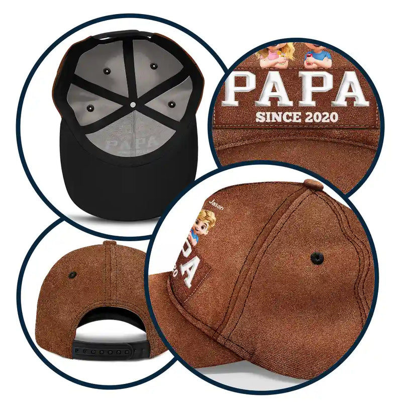 Gift For Father,Dad,Children - Dad Grandpa Since 3D Effect - Personalized Classic Cap