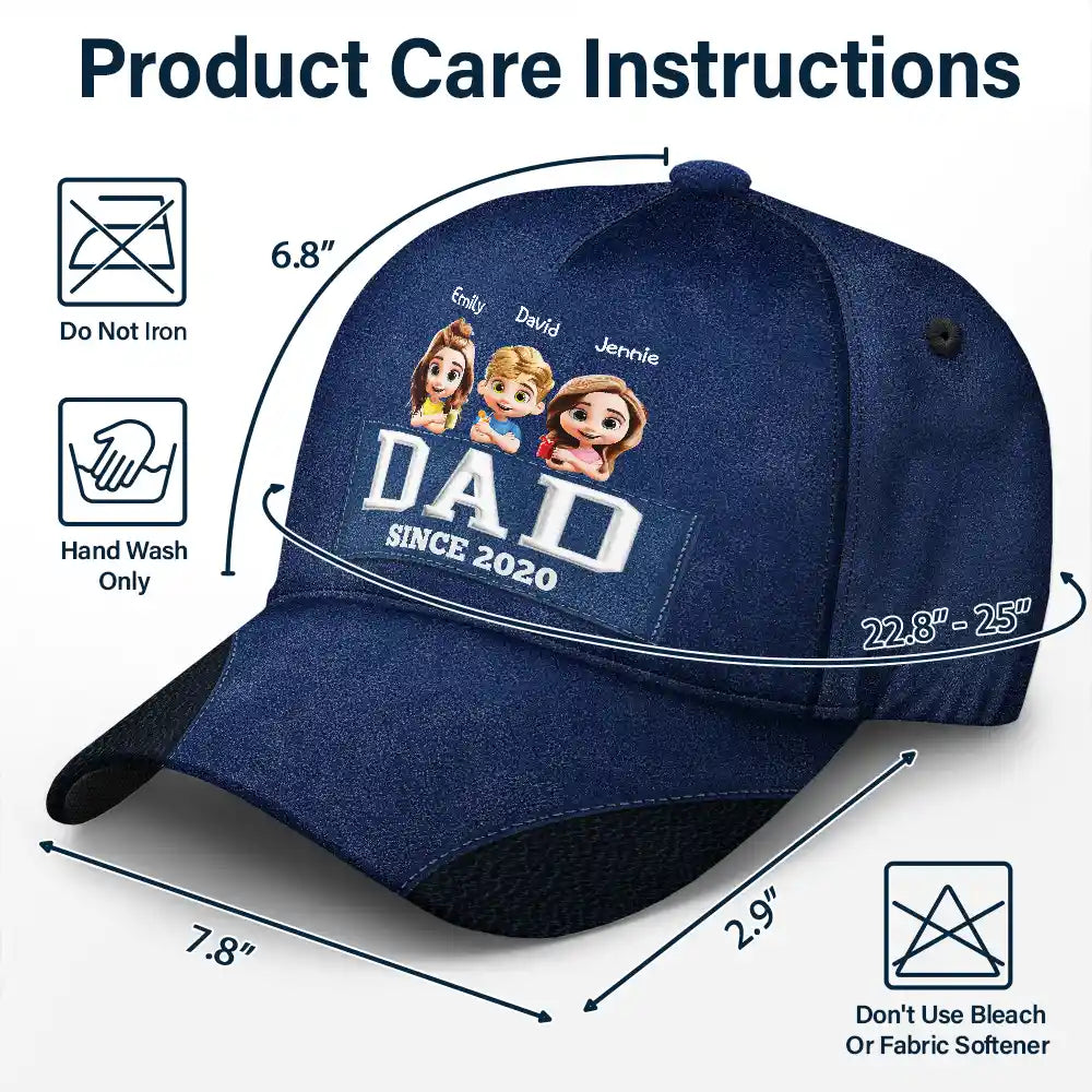 Dad Grandpa Since 3D Effect - Personalized Classic Cap