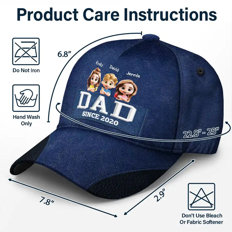 Dad Grandpa Since 3D Effect - Personalized Classic Cap