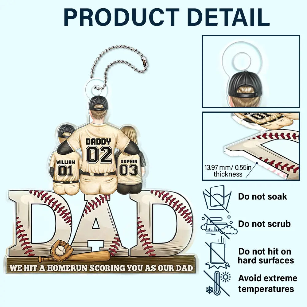 Baseball,Gift For Father,Sport Dad,Dad - Children,Happy - Baseball Dad We Hit A Homerun Scoring As Our Dad - Personalized Acrylic Car Hanger