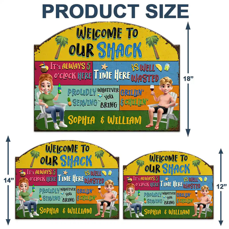 Gift For Couples, Gift For Husband, Gift For Wife, Gift For Boyfriend, Gift For Girlfriend, Patio, Summer - 3D Effect Welcome To Our Patio - Personalized Custom Shaped Metal Sign