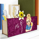 Teacher,Gift For Yourself,Gift For Women - Teacher Birth Flower Bloom Where You're Planted Woman - Personalized Wooden Pen Pencil Holder