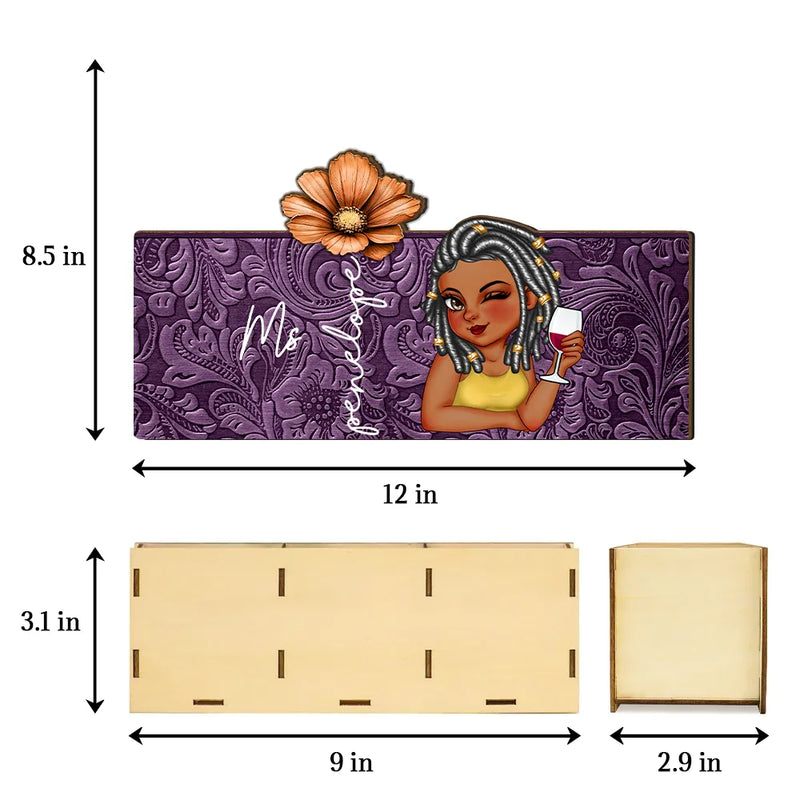 Teacher,Gift For Yourself,Gift For Women - Teacher Birth Flower Bloom Where You're Planted Woman - Personalized Wooden Pen Pencil Holder