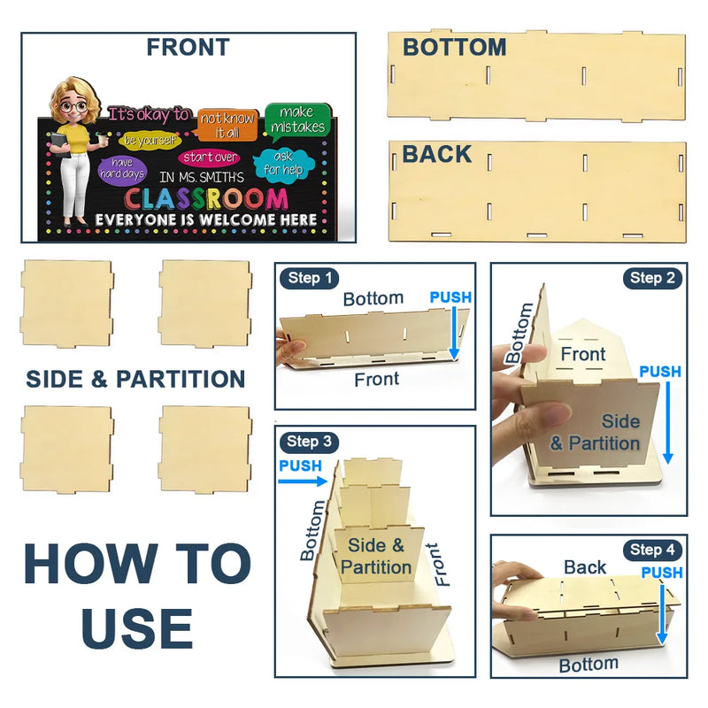 Teacher - In Teacher Classroom It's Okay To Be Yourself - Personalized Wooden Pen Pencil Holder