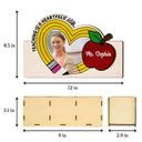 Teacher, Happy - Custom Photo Teaching Is A Heartfelt Job Teacher - Personalized Wooden Pen Pencil Holder