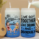 Gift For Bestie, Cruising, Beach, Happy - Warning The Girls Are Drinking Again Cruising - Personalized Ombre Frosted Glass Can