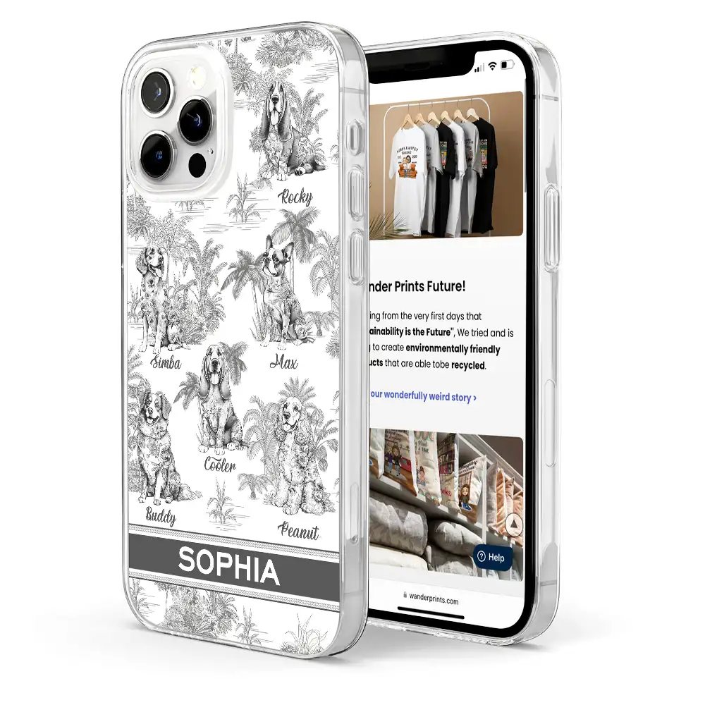 Dog Lovers, Dog Mom, Dog Dad, Pet Lovers, Pet Mom, Pet Dad, Happy - Toile De Jouy Dog Mom - Personalized Clear Phone Case
