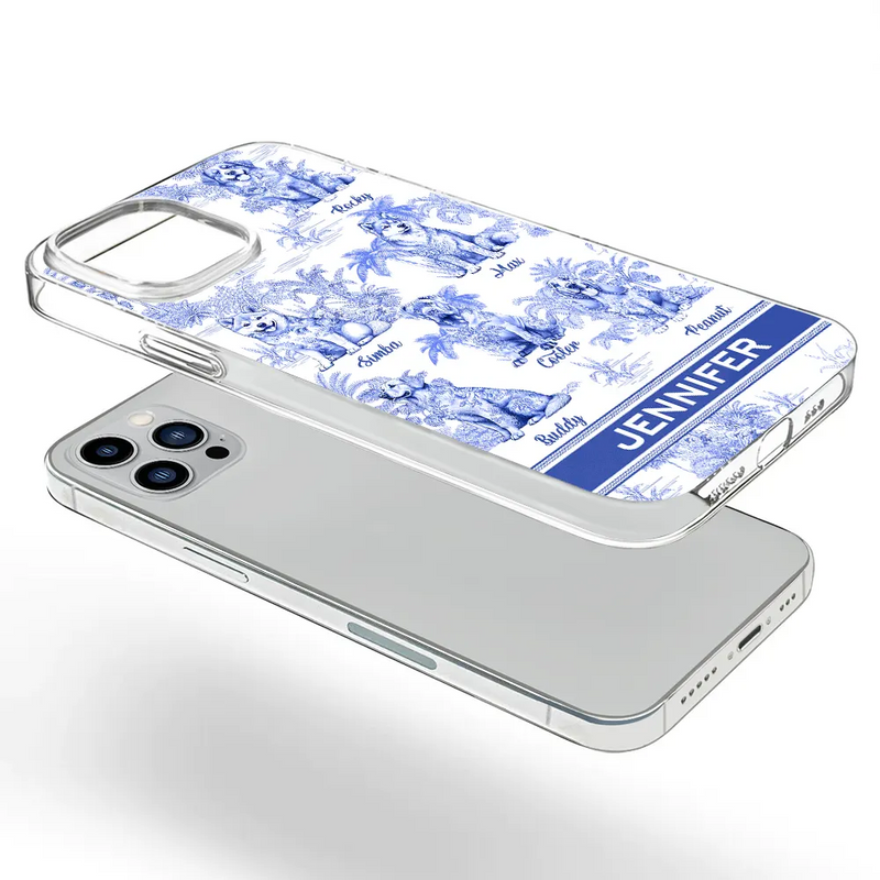 Dog Lovers, Dog Mom, Dog Dad, Pet Lovers, Pet Mom, Pet Dad, Happy - Toile De Jouy Dog Mom - Personalized Clear Phone Case