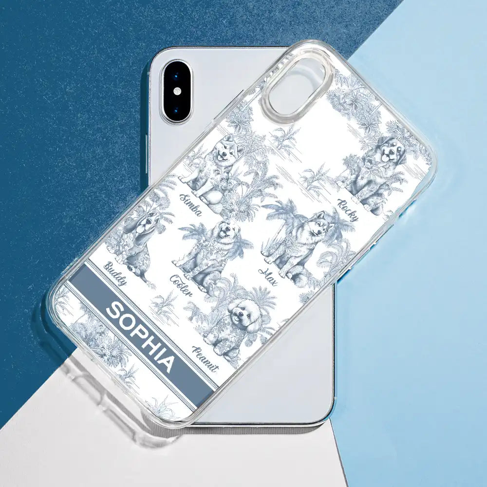 Dog Lovers, Dog Mom, Dog Dad, Pet Lovers, Pet Mom, Pet Dad, Happy - Toile De Jouy Dog Mom - Personalized Clear Phone Case