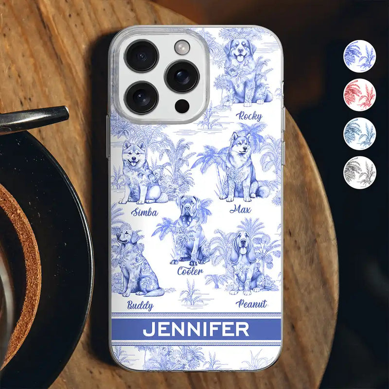 Dog Lovers, Dog Mom, Dog Dad, Pet Lovers, Pet Mom, Pet Dad, Happy - Toile De Jouy Dog Mom - Personalized Clear Phone Case