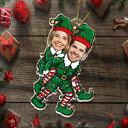Funny,Christmas,Gift For Couples,Gift For Wife,Gift For Husband,Gift For Boyfriend,Gift For Girlfriend - Custom Photo Christmas Characters Couple - Personalized Custom Shaped Acrylic Ornament