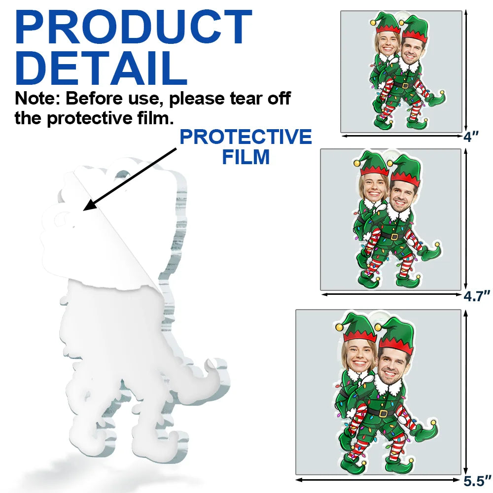 Funny,Christmas,Gift For Couples,Gift For Wife,Gift For Husband,Gift For Boyfriend,Gift For Girlfriend - Custom Photo Christmas Characters Couple - Personalized Custom Shaped Acrylic Ornament