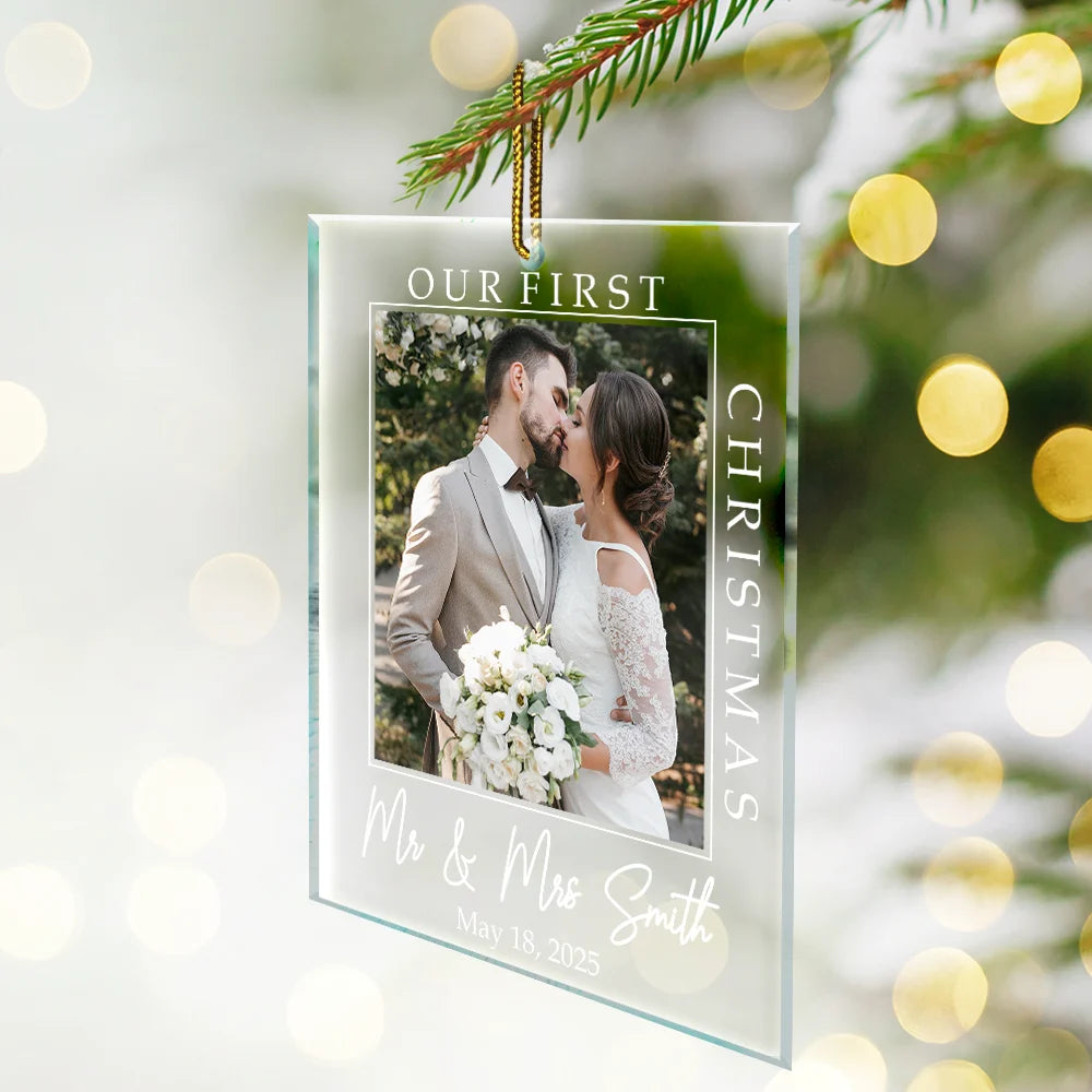 Custom Photo,Christmas,Gift For Couples,Family,New baby,Love - Custom Photo First Christmas Together - Personalized Custom Shaped Acrylic Ornament