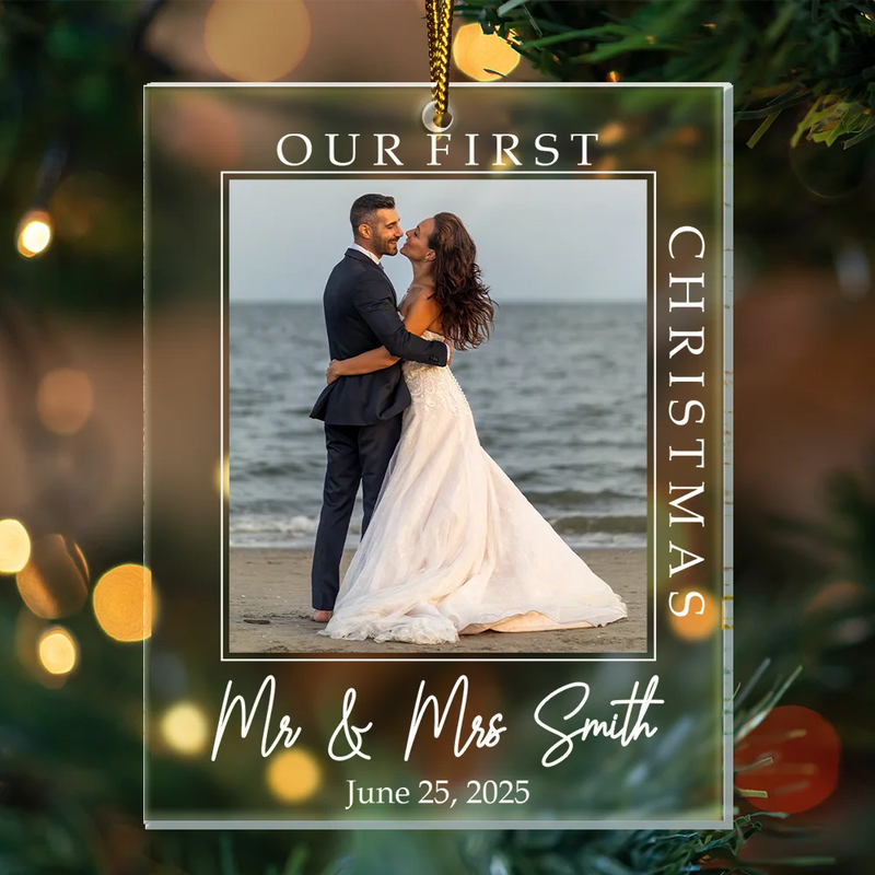 Custom Photo,Christmas,Gift For Couples,Family,New baby,Love - Custom Photo First Christmas Together - Personalized Custom Shaped Acrylic Ornament