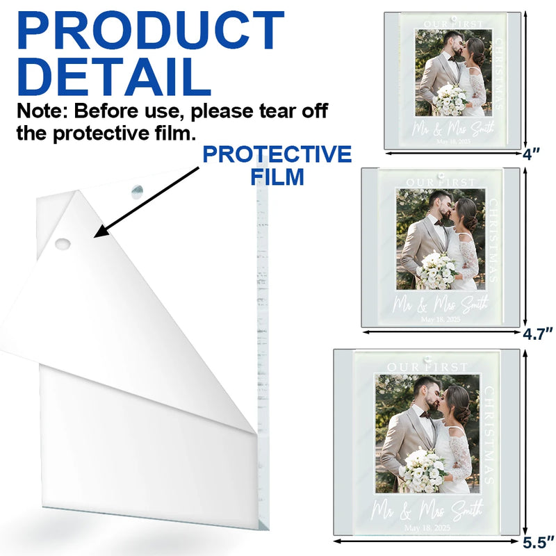 Custom Photo,Christmas,Gift For Couples,Family,New baby,Love - Custom Photo First Christmas Together - Personalized Custom Shaped Acrylic Ornament