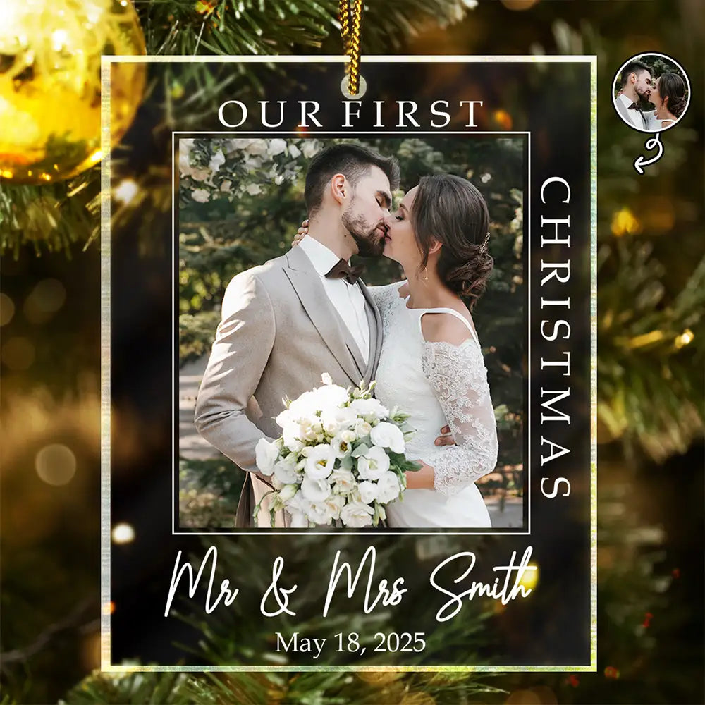 Custom Photo First Christmas Together - Personalized Custom Shaped Acrylic Ornament