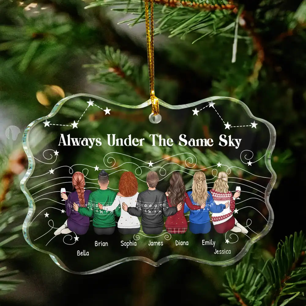 Christmas,Long Distance,Gift For Sisters,Gift For Bestie,Happy - When You Are Family The Miles Don't Matter - Personalized Medallion Glass Ornament