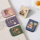 Reading Girl With Birth Month Flower - Personalized Leather Magnetic Bookmark