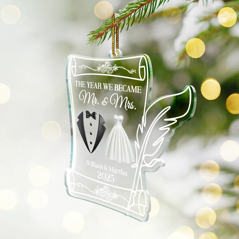 The Year We Became Mr. & Mrs. Couple Christmas - Personalized Custom Shaped Acrylic Ornament