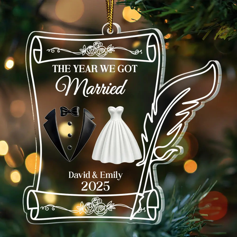 The Year We Became Mr. & Mrs. Couple Christmas - Personalized Custom Shaped Acrylic Ornament