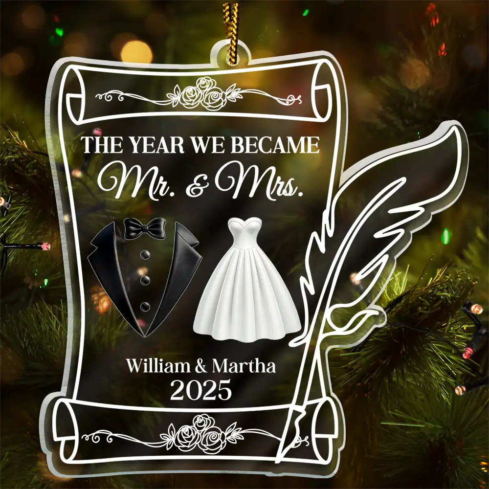 The Year We Became Mr. & Mrs. Couple Christmas - Personalized Custom Shaped Acrylic Ornament