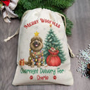 Christmas, Pet Lovers, Dog Lovers, Happy - Merry Woofmas Overnight Delivery 3D Effect Dog - Personalized Favor Bag
