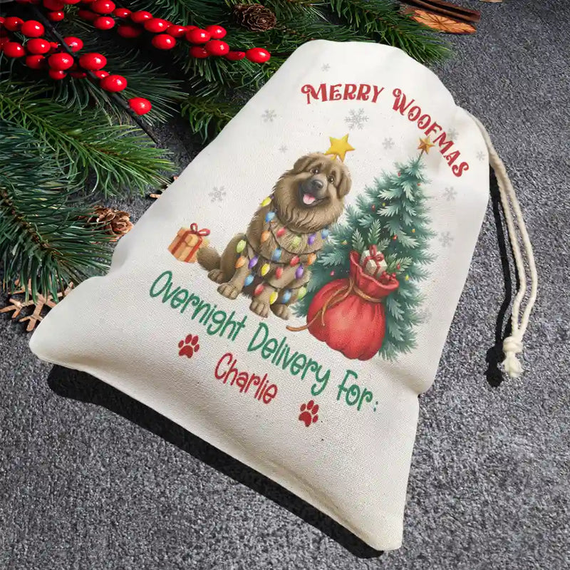 Christmas, Pet Lovers, Dog Lovers, Happy - Merry Woofmas Overnight Delivery 3D Effect Dog - Personalized Favor Bag