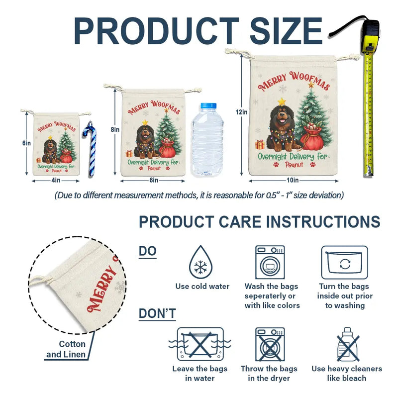 Christmas, Pet Lovers, Dog Lovers, Happy - Merry Woofmas Overnight Delivery 3D Effect Dog - Personalized Favor Bag