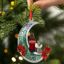 Pet Lovers,Love,Memorial,Christmas - Pet Memorial Stained Glass Moon - Personalized Metal Ornament