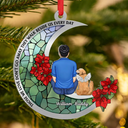 Pet Lovers,Love,Memorial,Christmas - Pet Memorial Stained Glass Moon - Personalized Metal Ornament