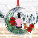 Pet Lovers,Love,Memorial,Christmas - Pet Memorial Stained Glass Moon - Personalized Metal Ornament