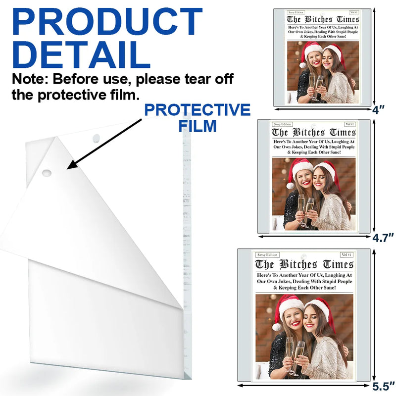 Gift For Bestie,Gift For Sisters,Happy,Christmas,Custom Photo - Custom Photo Here's To Another Year Of Us The Besties Times - Personalized Custom Shaped Acrylic Ornament