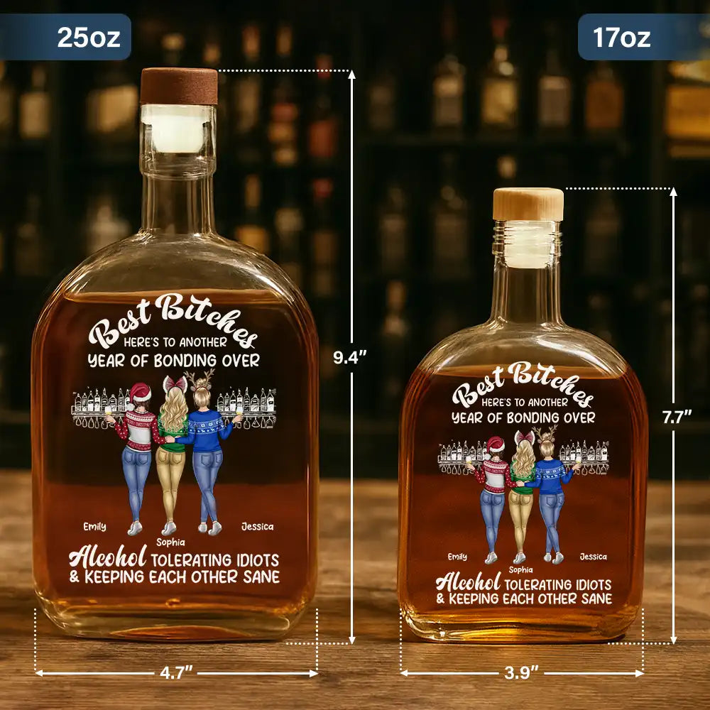 Gift For Bestie,Best friends' Hobby,Happy - Here's To Another Year Of Bonding Over Alcohol Best Friends - Personalized Whiskey Bottle